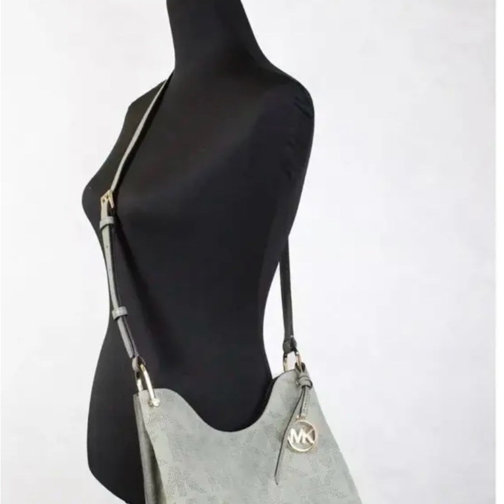 Michael Kors Olive Perforated Shoulder Bag